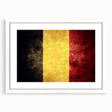 Abstract art print of a European cityscape in muted gray and blue tones, framed with a white mat.