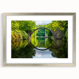 Extra large abstract art print of a textured European scenery in muted earth tones, framed in silver.