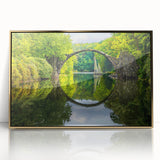 Acrylic print of a serene Bulgarian landscape in muted gold and green tones, framed.