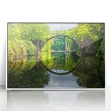 Mid-century modernist art depicting a Bulgarian landscape in muted earth tones on a framed acrylic print.