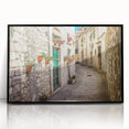 Large abstract wall art depicting a Croatian landscape in muted earth tones on a framed acrylic print.