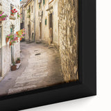 Extra large framed canvas featuring a textured, colorful depiction of a Croatian landscape, ideal for living room decor.