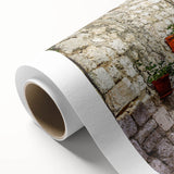 Art deco poster of a European coastal scene in pastel shades on rolled canvas, ideal for nursery wall art.