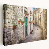 Large art print depicting a scenic Croatian landscape on stretched canvas, with vivid blue and green tones.
