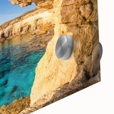 Large abstract wall art of a European Cyprus landscape on acrylic, with muted earth tones, ideal for dining room decor.