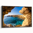Black and white landscape art painting of a European Cyprus scene on a framed canvas, ideal for bedroom wall decor.