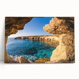 Large black and white photograph of a European Cyprus landscape on stretched canvas, suitable for kitchen wall art.