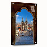 Acrylic print of Prague scenery with vibrant twilight hues, ideal for bedroom or dining room decor.