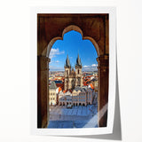 Rolled print of Prague scenery with muted earth tones, ideal for art wall dining room.