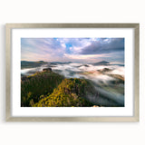 Extra large wall art of an abstract Czech Republic scenery in textured silver frame, ideal for living room decor.