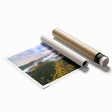 Extra large rolled print of a Czech Republic scenery with soft floral motifs, ideal for classy bathroom wall art.