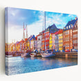 Scenic European landscape on stretched canvas featuring muted earth tones, ideal for kitchen wall art.