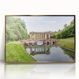 Art deco poster of Bath, England scenery in muted gold tones on framed acrylic, ideal for modern art wall decor.