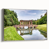 Framed canvas landscape art painting depicting the historic city of Bath, England in muted earth tones.