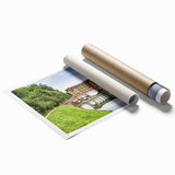 Extra large rolled print of Bath, England with floral accents in soft pastel colors.