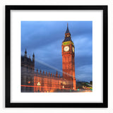 Colorful art print of Big Ben with abstract textures in vibrant hues on a large framed canvas, ideal for living room decor.