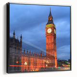 Black and white framed canvas of the Big Ben landscape, ideal for bedroom wall art in vintage poster style.