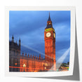 Big Ben and Westminster in muted gray and blue tones, extra large rolled print, ideal for dining room wall art.