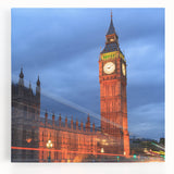 Black and white stretched canvas of Big Ben in a minimalist style, ideal for kitchen wall art.