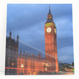 Black and white photograph of Big Ben on stretched canvas, ideal for kitchen wall art.