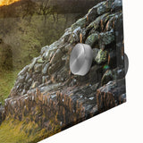 Large abstract wall art depicting the Cumbria landscape in muted earth tones on acrylic glass.