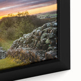 Framed canvas of a textured black wall art depicting a colorful European scenery, ideal for extra large living room decor.