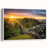Vintage poster art of Cumbria, England on a framed canvas, featuring colorful art in extra large size ideal for living room.