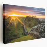 Scenic Cumbria landscape on large stretched canvas, with green and blue tones, ideal for kitchen wall art.