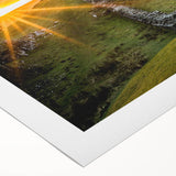 Art deco poster of Cumbria landscape in muted earth tones on rolled canvas, suitable for dining room decor.