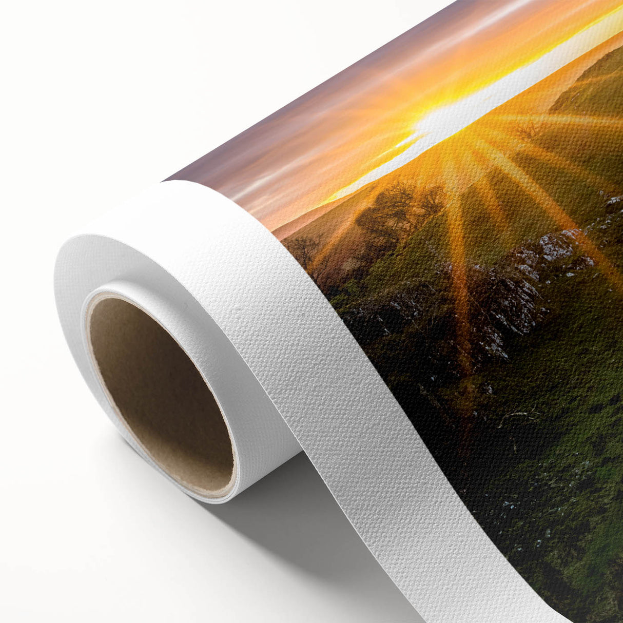 Art Deco poster of Cumbria, England, featuring muted green and blue tones on rolled canvas, ideal for nursery wall art.