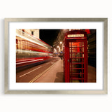 Extra large abstract art print of London scenery in muted gray tones on a framed canvas, ideal for living room decor.