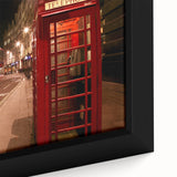 Close-up of a textured black wall art piece depicting a colorful London scenery on a framed canvas.