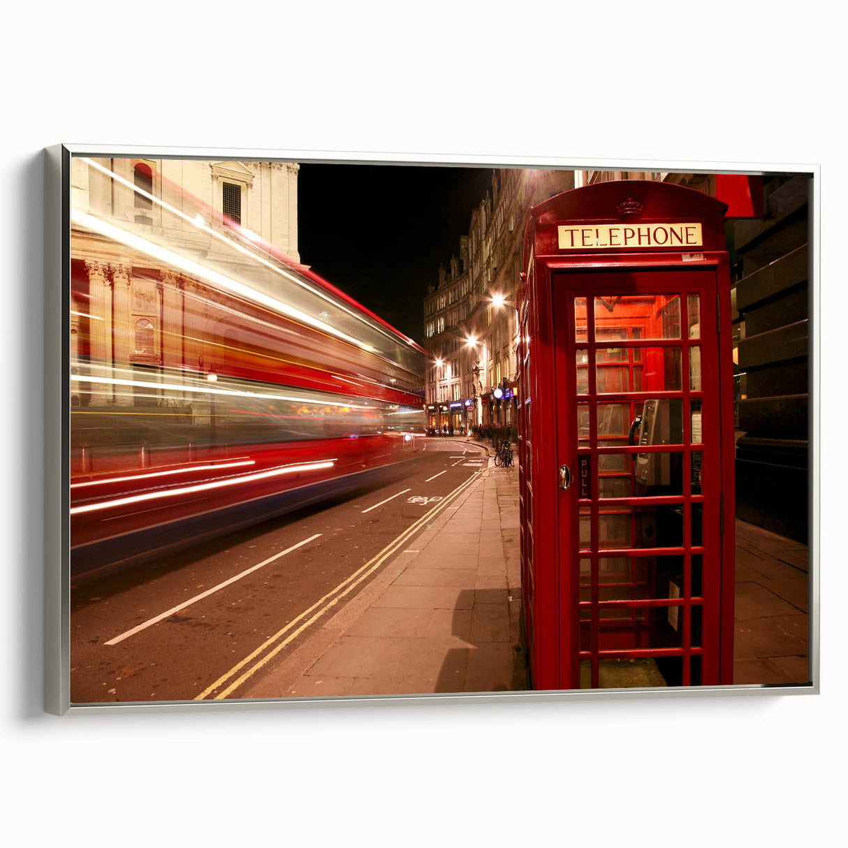Landscape art painting of London featuring colorful art on black background, framed canvas, ideal for living room decor.