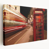 Large art of London skyline in muted gray and blue tones on stretched canvas, suited for kitchen wall art.