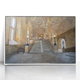 Mid-century modernist art of Oxford landscape, muted hues on acrylic, ideal for nursery wall decor.