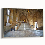 Landscape art painting of Oxford, featuring colorful buildings and a river, printed on a framed canvas.