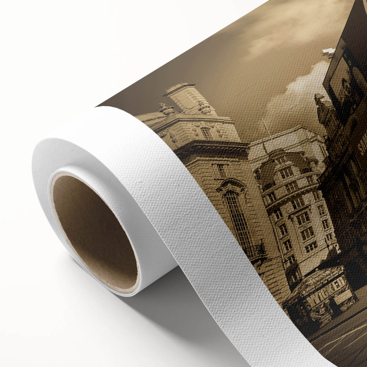 Art Deco poster of Piccadilly, England, in muted colors on rolled canvas, ideal for nursery wall art.