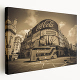 Piccadilly Circus scene in muted colors on a large stretched canvas, suitable for kitchen wall art.