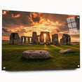 Acrylic print of Stonehenge in muted earth tones, ideal for bedroom or dining room decor.