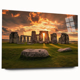 Acrylic print of Stonehenge in muted earth tones, suitable for bedroom or dining room art.