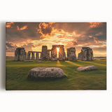 Black and white photo of Stonehenge on stretched canvas, suitable as large kitchen wall art or for bedroom ambiance.