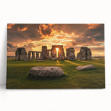 Black and white photo of Stonehenge on a large stretched canvas, suitable for kitchen art.