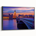 Black and white framed canvas of the Thames River, in a vintage poster style, ideal for bedroom wall decor.