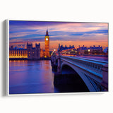 Vintage poster art of the Thames River in England, featuring vibrant colors on a large framed canvas.