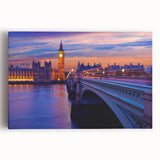 Black and white photograph of the Thames River, printed on large stretched canvas, suitable for kitchen or bedroom wall art.