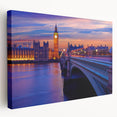 Panoramic view of the Thames River in muted blue and gray tones, printed on large stretched canvas.
