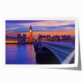 Panoramic view of the Thames River in muted gray and blue tones, on a rolled canvas, suitable for art wall dining room.