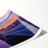 Extra large wall art featuring line art flowers along the Thames River in muted earth tones.