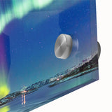 Large abstract wall art depicting a Finnish landscape in muted colors on acrylic glass, ideal for dining room ambiance.