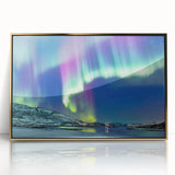 Art Deco-style poster of a serene Finnish landscape, featuring muted green and gold tones on a framed acrylic.